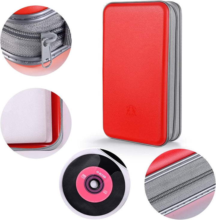 DVD-Tasche,96 Kapazität CD-Hülle Halter Lagerung Veranstalter Hartplastik Schutz Disc-Geldbörse für
