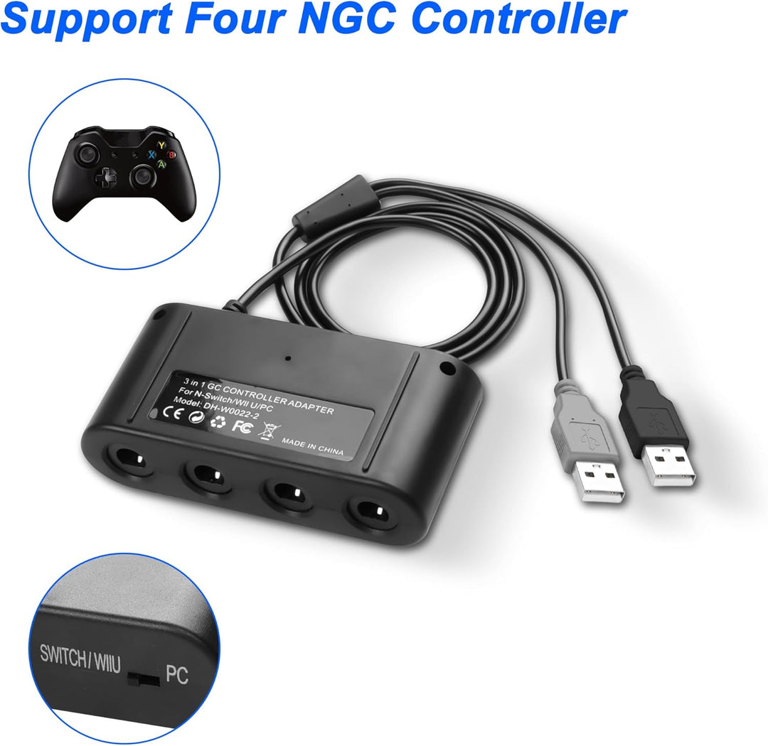 MEIRIYFA Gamecube Controller Adapter 4 Port für Switch, kompatibel mit Switch Super Smash Bros Gamec