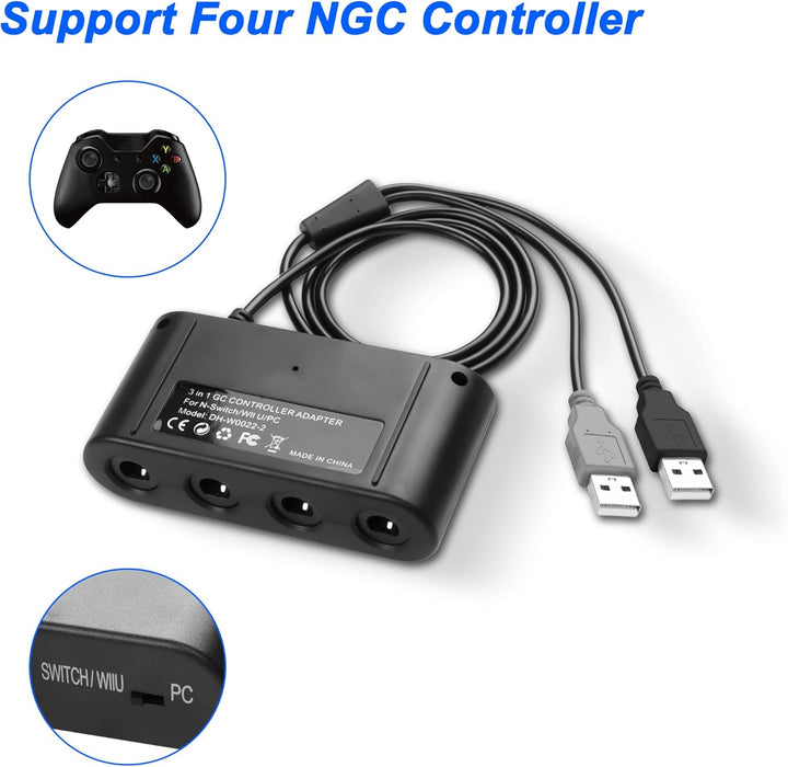 MEIRIYFA Gamecube Controller Adapter 4 Port für Switch, kompatibel mit Switch Super Smash Bros Gamec