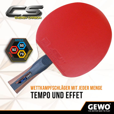 GEWO CS Energy Carbon - Tischtennis-Schläger - Profi-Tischtennisschläger, ITTF genehmigt - Carbon-Sc