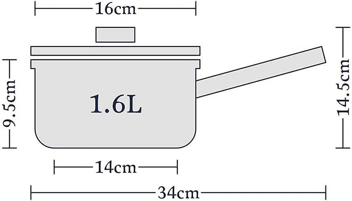 Stellar 7000 Profile ø16 cm Stielkasserolle mit Deckel | 1,6 l Kochtopf klein, unbeschichtet | Milch