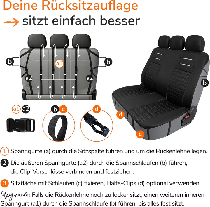 Upgrade4cars Auto-Sitzbezüge Set Universal Version 2026 | Autoschonbezüge Vordersitze & Rückbank | A