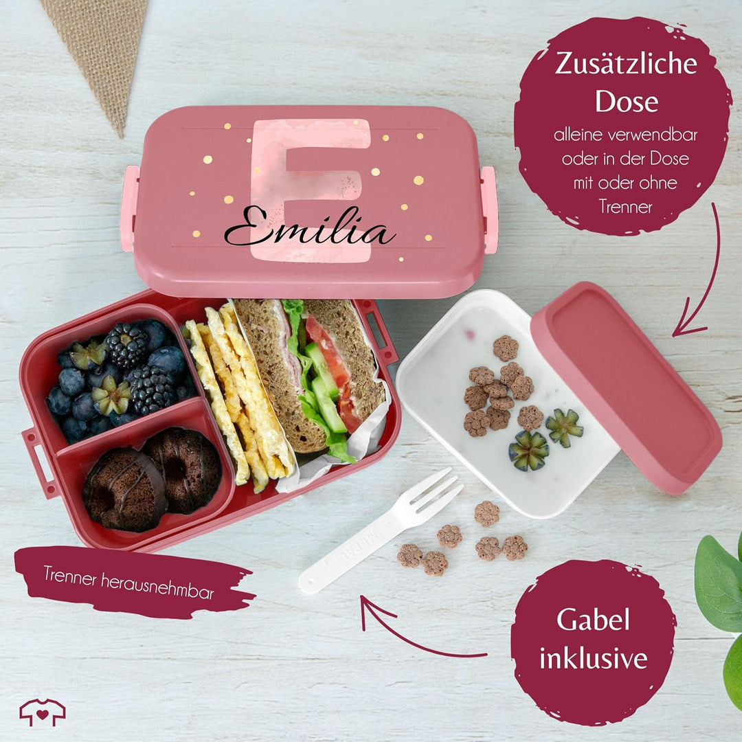 Kinder Bento Box Midi Lunchbox Mepal Bentobox - Initialen Buchstabe - Personalisierbare Brotdose für