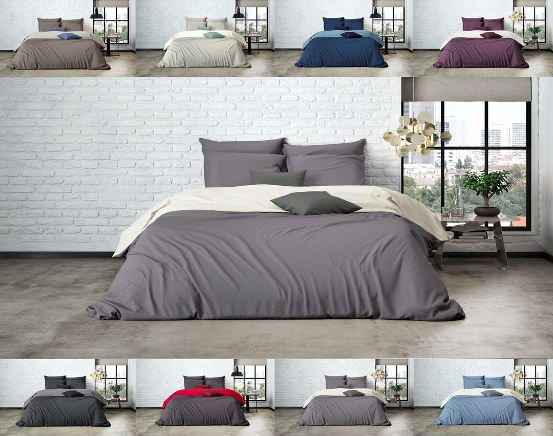 MISTRAL HOME Uni Einfarbig Wende Bettwäsche Edel Perkal 100% Ägyptische Baumwolle, Farbe:Pristine-Da