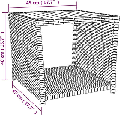 FIRBNUS 45x45x40 cm Garten Beistelltisch mit Holzplatte Couchtisch Balkontisch Terrassentisch Garten