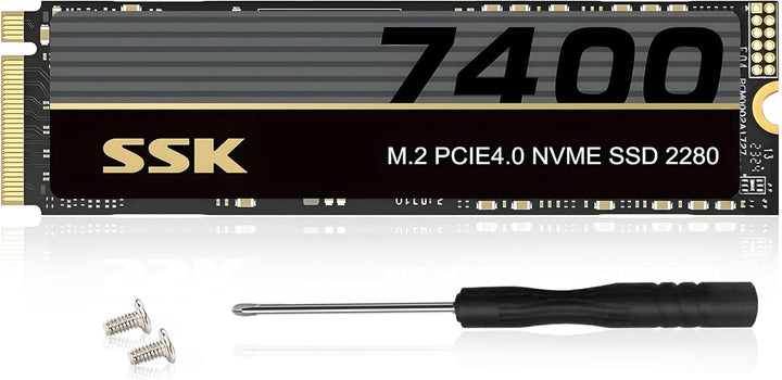 SSK M.2 NVMe SSD 1 TB PCIe Gen 4.0 x 4 M.2 SSD bis zu 7400 MB/s, Interne SSD für Gaming und Programm
