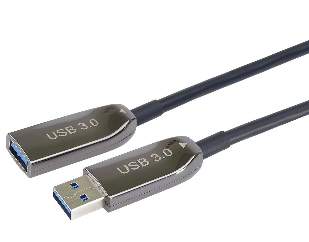 PremiumCord USB 3.0 Optisches Verlängerungskabel 50m (AOC), Glasfaser Kabel, Datenkabel SuperSpeed b
