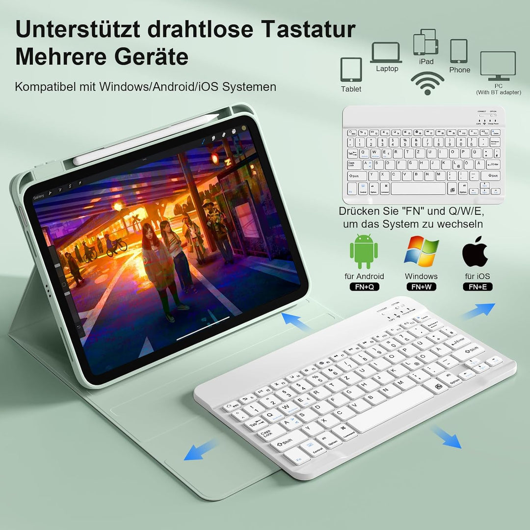 Hülle mit Tastatur für iPad Air 11 Zoll (2026 M4/2025 M3/2024 M2), iPad Air 5./4. 2022/2020 10,9 Zol