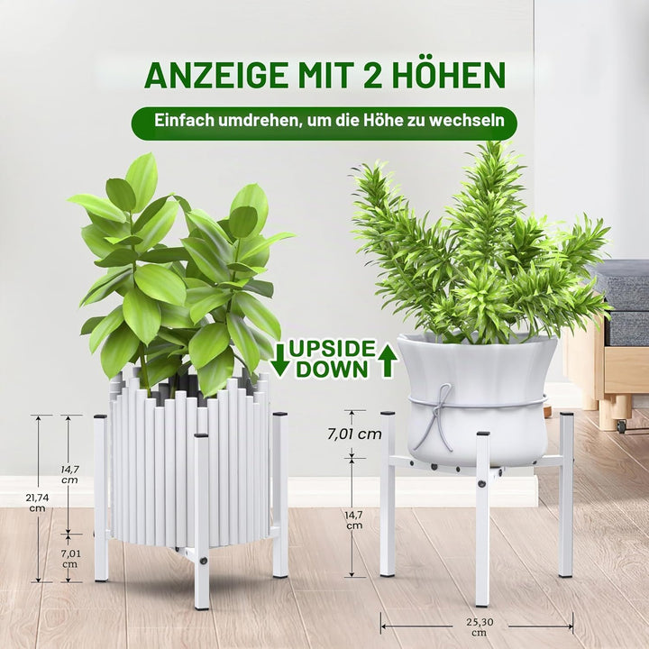 2 Stück Moderne Eisen-Pflanzenständer für den Innen- und Aussenbereich, Keramik, 20-30,5 cm, Garten,