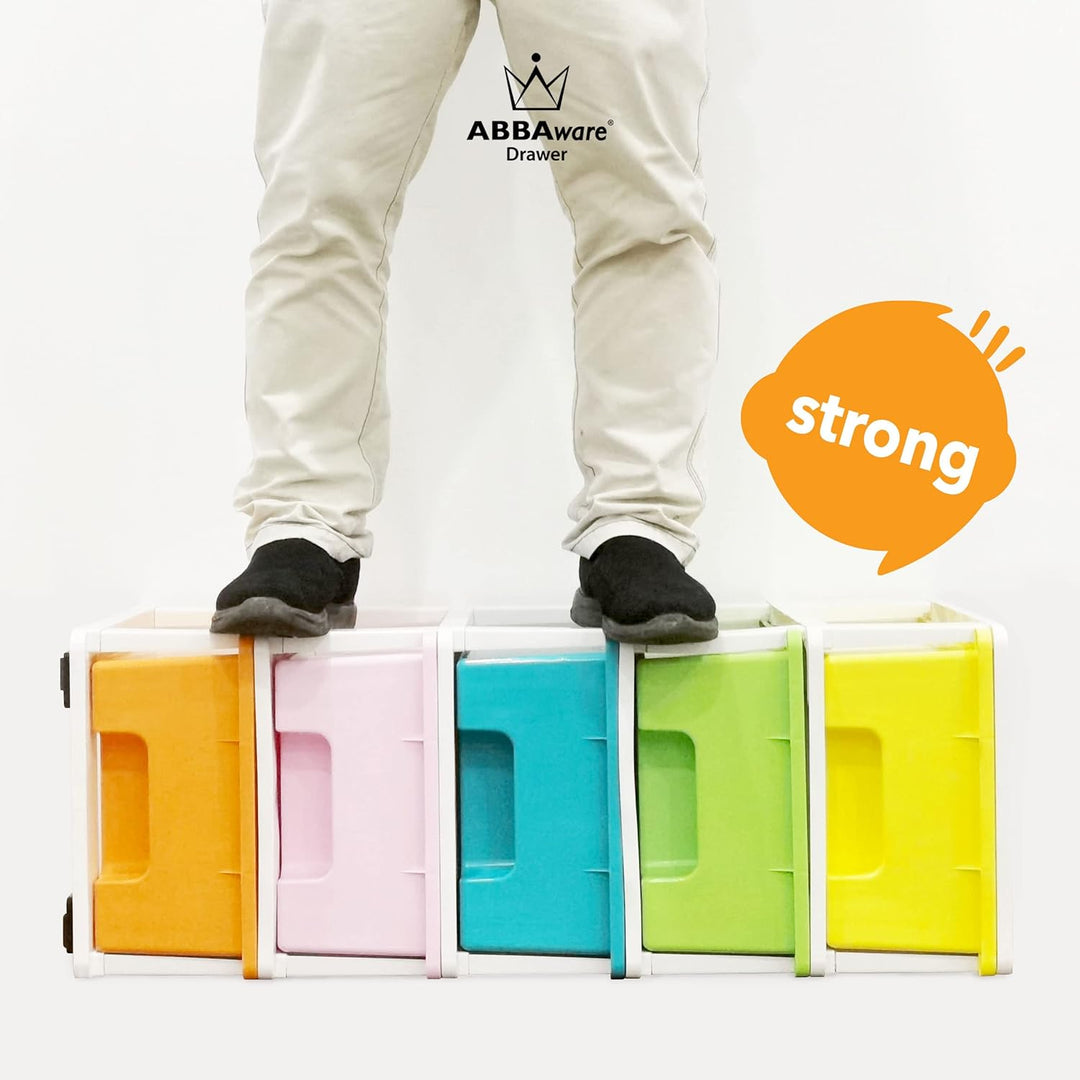 ABBAware Schubladenbox, Schubladen-Container auf Rädern, 5 grosse 17 Liter Schubladen, der Umwelt zu