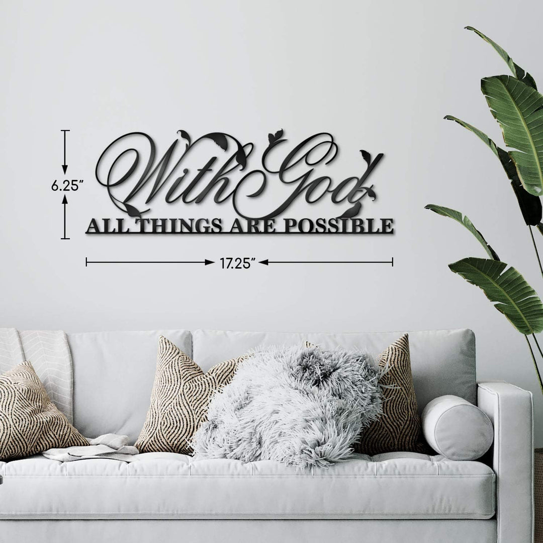 ViveGate Metallschild mit englischer Aufschrift "With God All Things Are Possible", 45.7 x 15.2 cm,