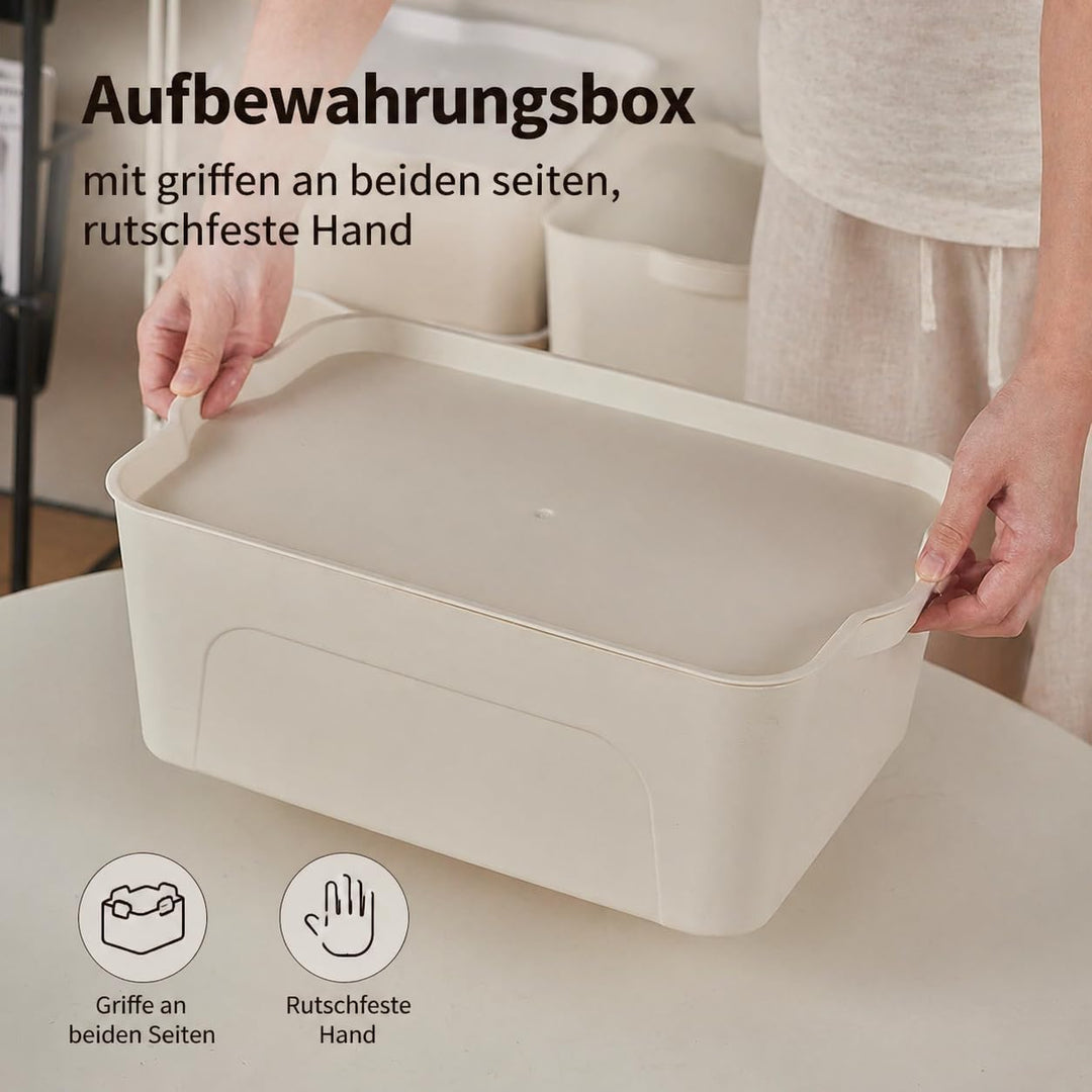 RMAN 4er Set Aufbewahrungsbox mit Deckel 15L Kunststoff (PP) Organizer Box Stapelbar Plastikbox für