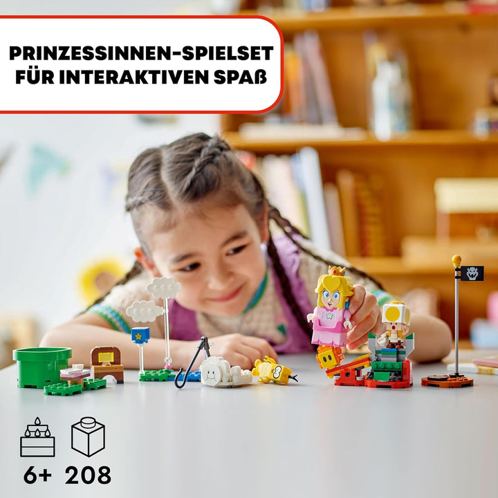 LEGO Super Mario Abenteuer mit der interaktiven Peach, Spielset für Kinder mit gelbem Toad, Nintendo