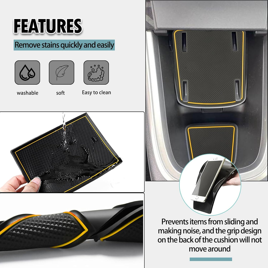 SHAOHAO für Jeep Avenger 2023 2024 Gummimatten, Mittelkonsole Antirutschmatten, Getränkehaltermatt,