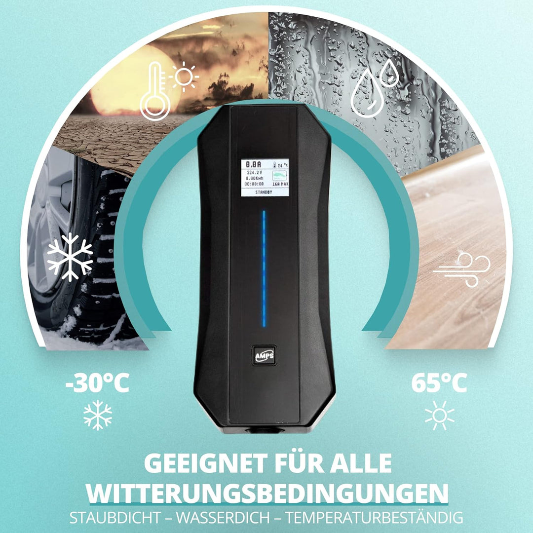 Teison Mobile Wallbox Ladestation für EV Elektroautos mit Automatischer Adaptererkennung - 22kW / 11