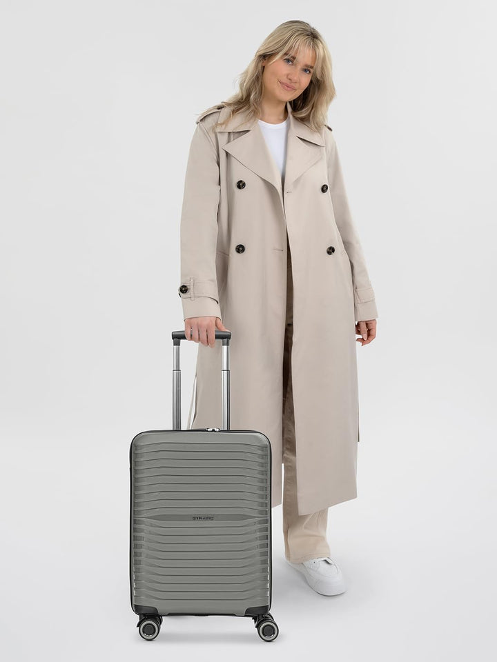 Stratic Shine Handgepäck Koffer | Trolley mit 4 360° drehbaren Rollen, arretierbarer Griff, Kreuzpac