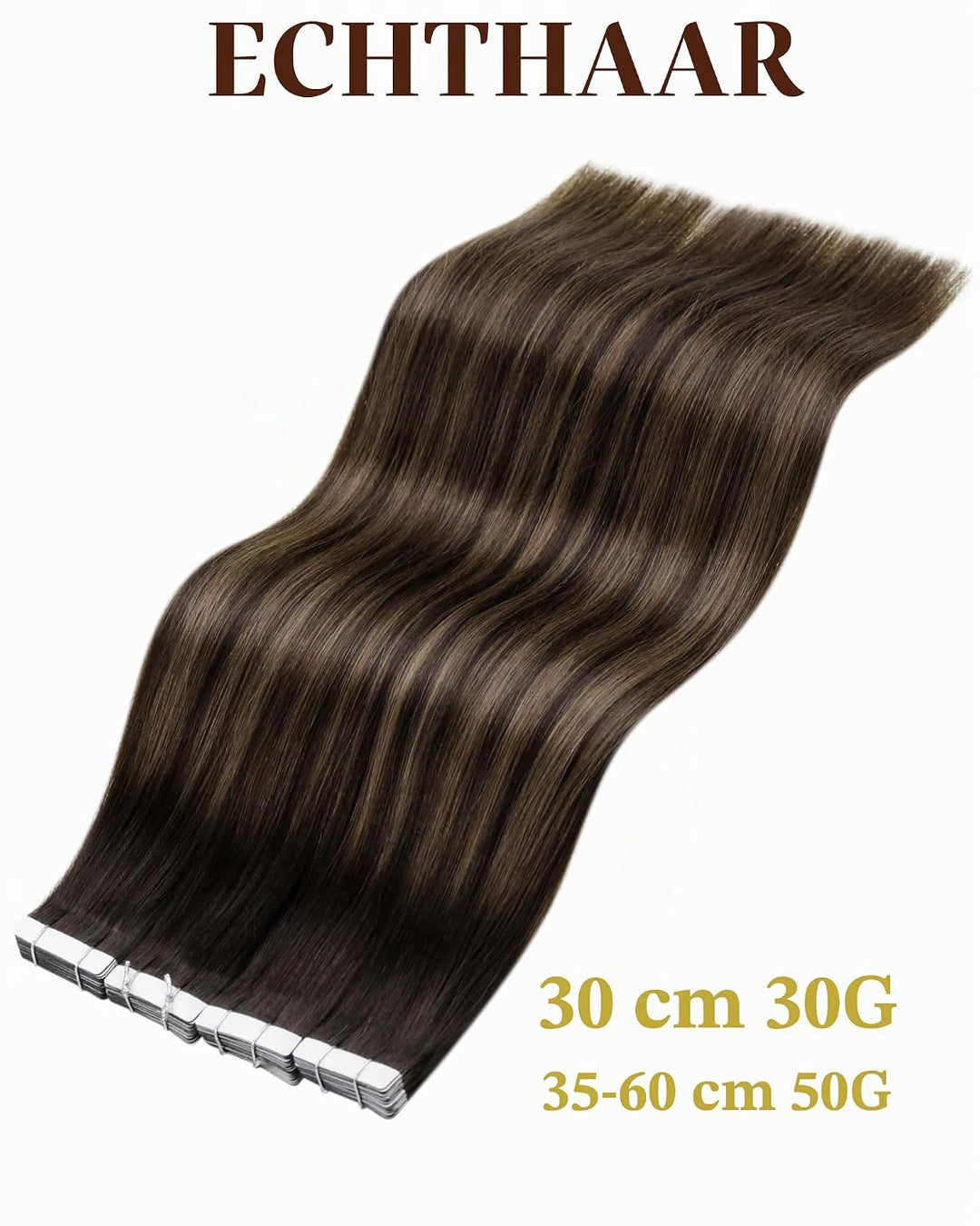 Hetto Echthaar Tape in Extensions Balayage Braun Tape Haarverlangerung Remy Echthaar Tape in Extensi