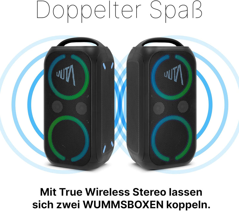 TechniSat LAUTA WUMMSBOX - Tragbarer Premium Bluetooth Lautsprecher mit LED-Lichteffekten (Bass Boos