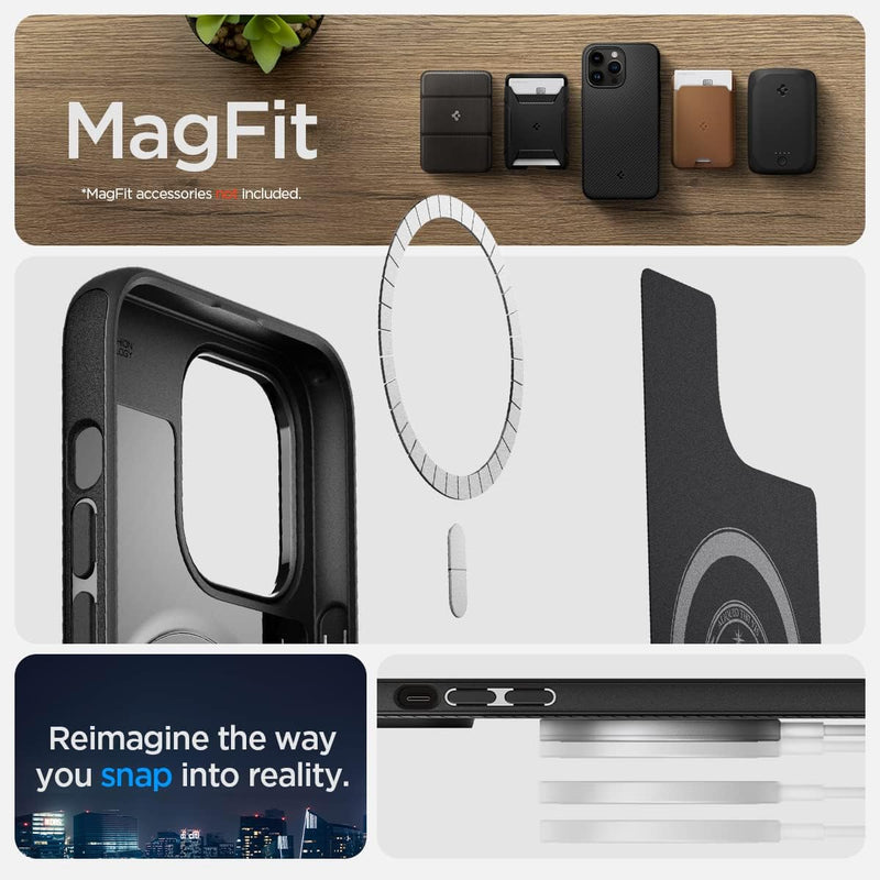 Spigen Mag Armor MagFit Hülle für iPhone 14 Pro für MagSafe Magnetisch Case Handyhülle -Matte Black,