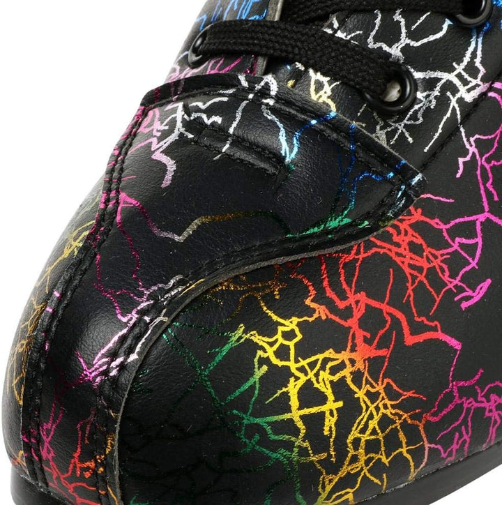 Unisex Roller Skates Double Raw Four Wheels Classic High-top PU Leather Lighting Roller Skates Shoes