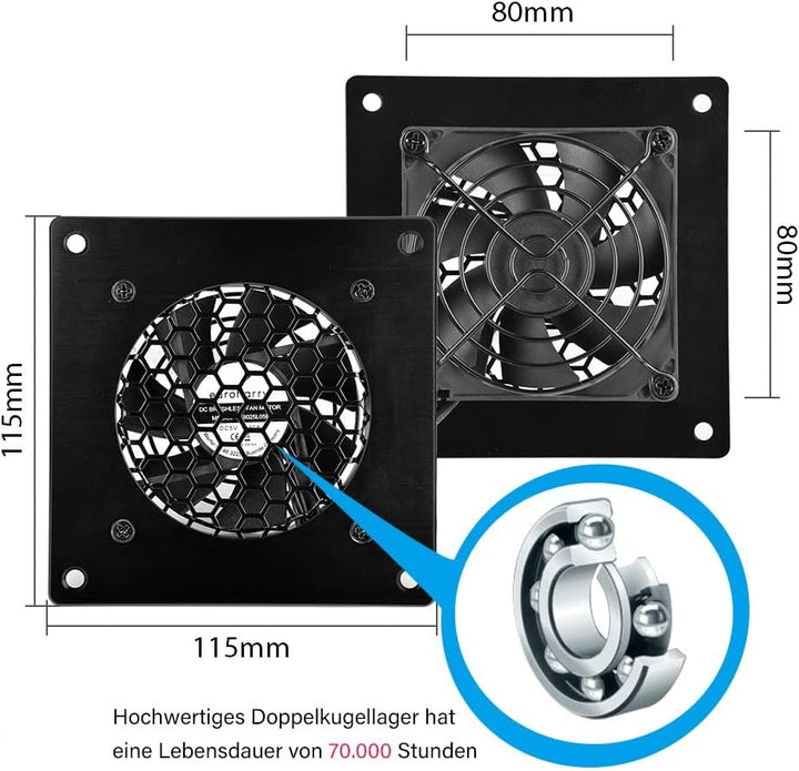 euroharry 80mm Digitalanzeige temperaturgesteuertes leises Lüftersystem, 5V-Lüfter mit modernem gebü