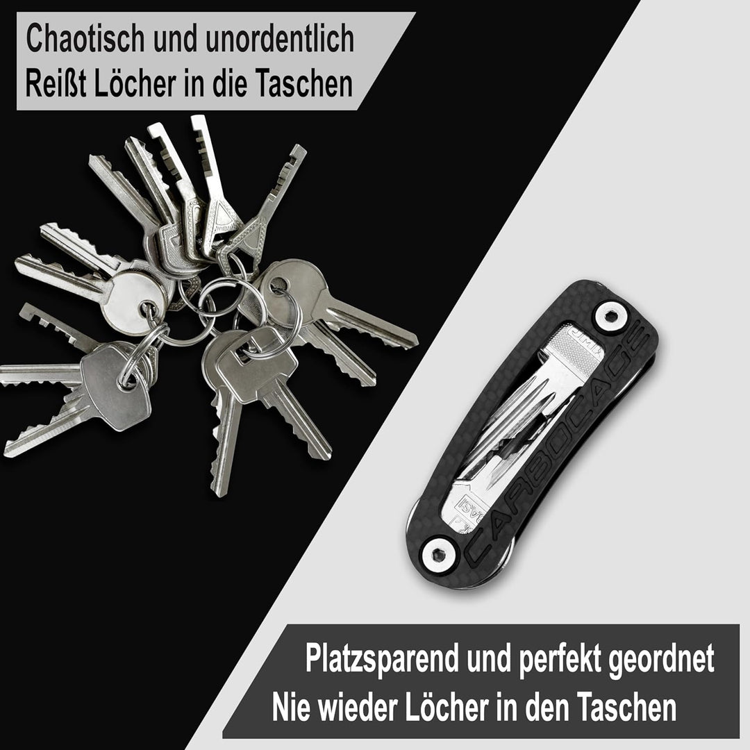 CARBOCAGE KEYCAGE - Key Organizer Carbon - Schlüsselorganizer - Schlüsselbund bis zu 14 Schlüssel