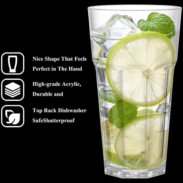 Tebery 6 Stück 400ml Acryl Kunststoff Tumbler Tassen, 14oz Trinkgläser Wassergläser, wiederverwendba