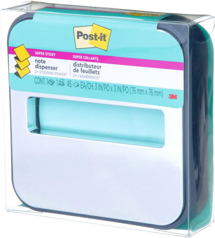 Post-it Notizspender mit Post-it Pop-Up-Notizen, schwarzer Boden mit Stahloberseite, 1 Aqua-Spritzer