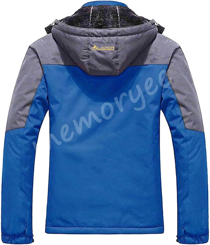 Memoryee Herren Ski Jacke Warmer Gefüttert Winter Fleece Mantel Wasserdichter mit Abnehmbarer Kapuze