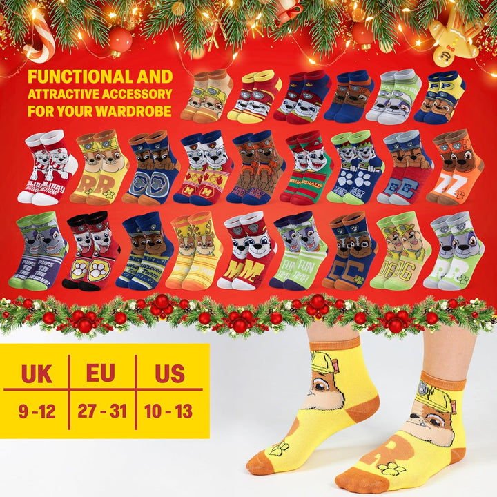 Get Trend PAW Patrol Chase Socken Adventskalender Kinder 2025, 24 Paar Lustige Socken Jungen mit Mar