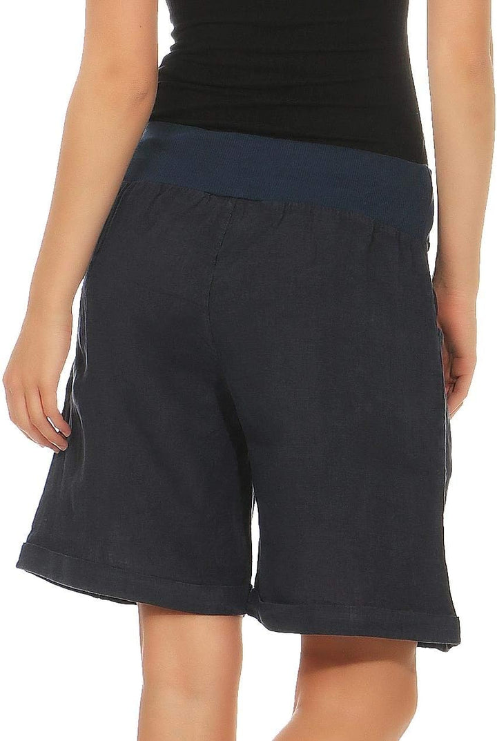 Malito Damen Bermuda aus Leinen | Shorts für den Strand | lässige Kurze Hose | Pants - Hotpants 8024