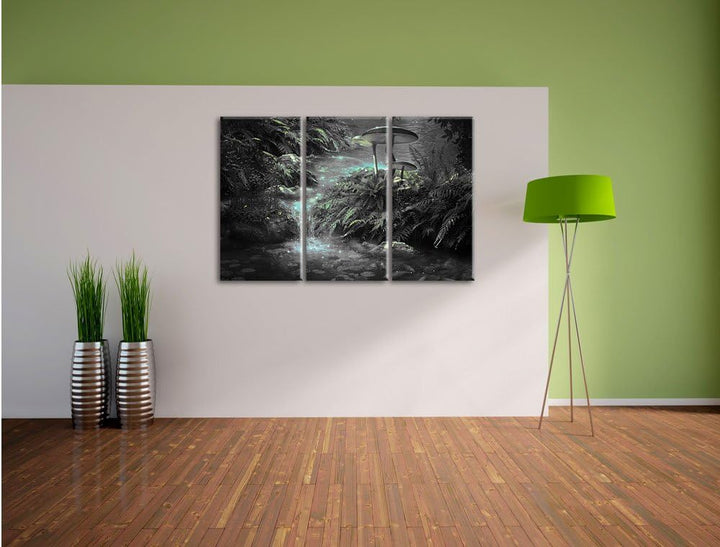 Pixxprint magischer Märchenwald als Leinwandbild/Grösse: 3 Teilig (120x80) cm/Wandbild/Kunstdruck/fe