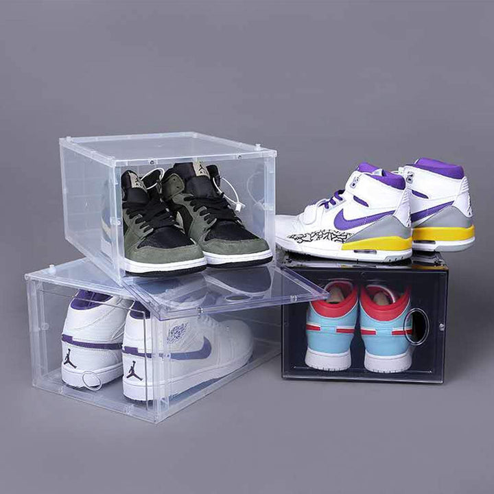 Schuhbox, stapelbarer Schuhorganizer, Kunststoffbox mit durchsichtiger Tür, Schuhaufbewahrung, einfa