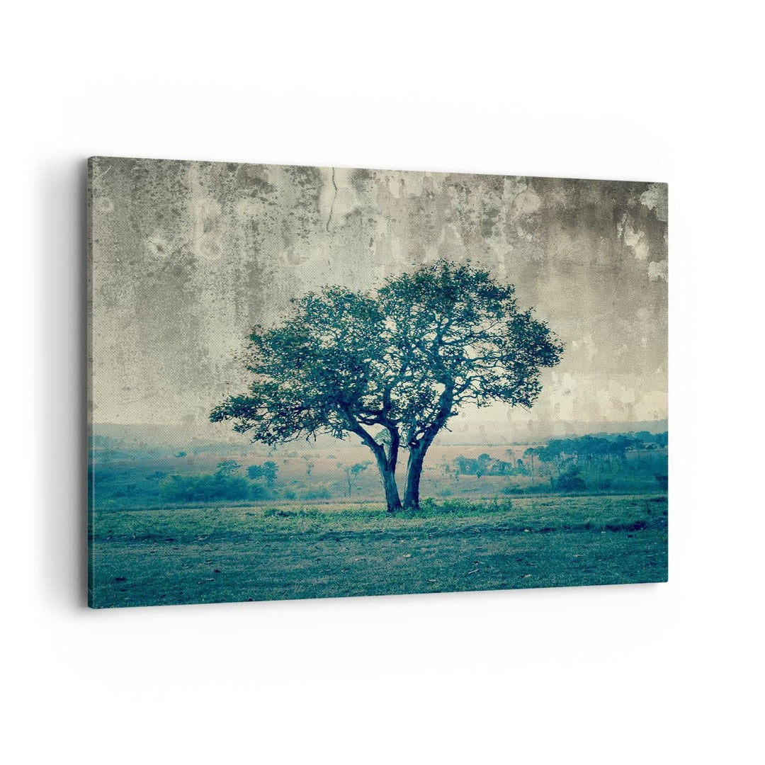 Bilder auf Leinwand 100x70cm Leinwandbild mit Rahmen Baum Natur Feld Gross Wanddeko Bild Schlafzimme