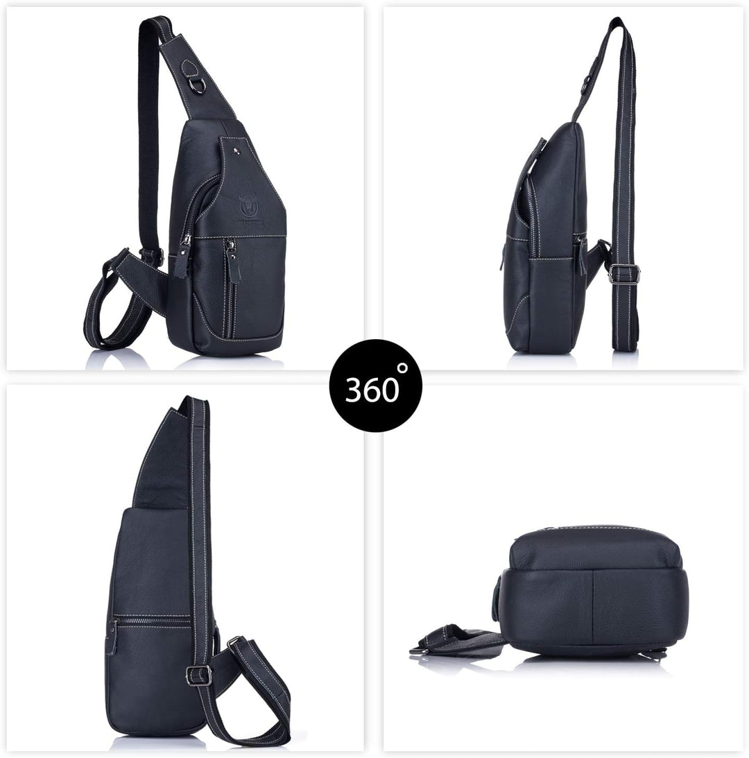 FANDARE Sling Bag Leder Brusttasche Schultertasche Wasserresistent Tragetasche Herren Umhängetasche