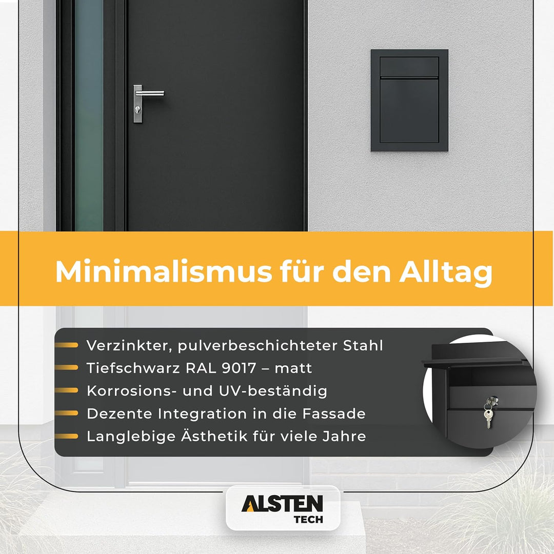 Unterputz Briefkasten RAL7016 Anthrazit Einbaubriefkasten flächenbündig verzinkter Stahl pulverbesch