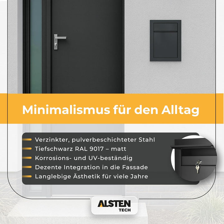 Unterputz Briefkasten RAL7016 Anthrazit Einbaubriefkasten flächenbündig verzinkter Stahl pulverbesch