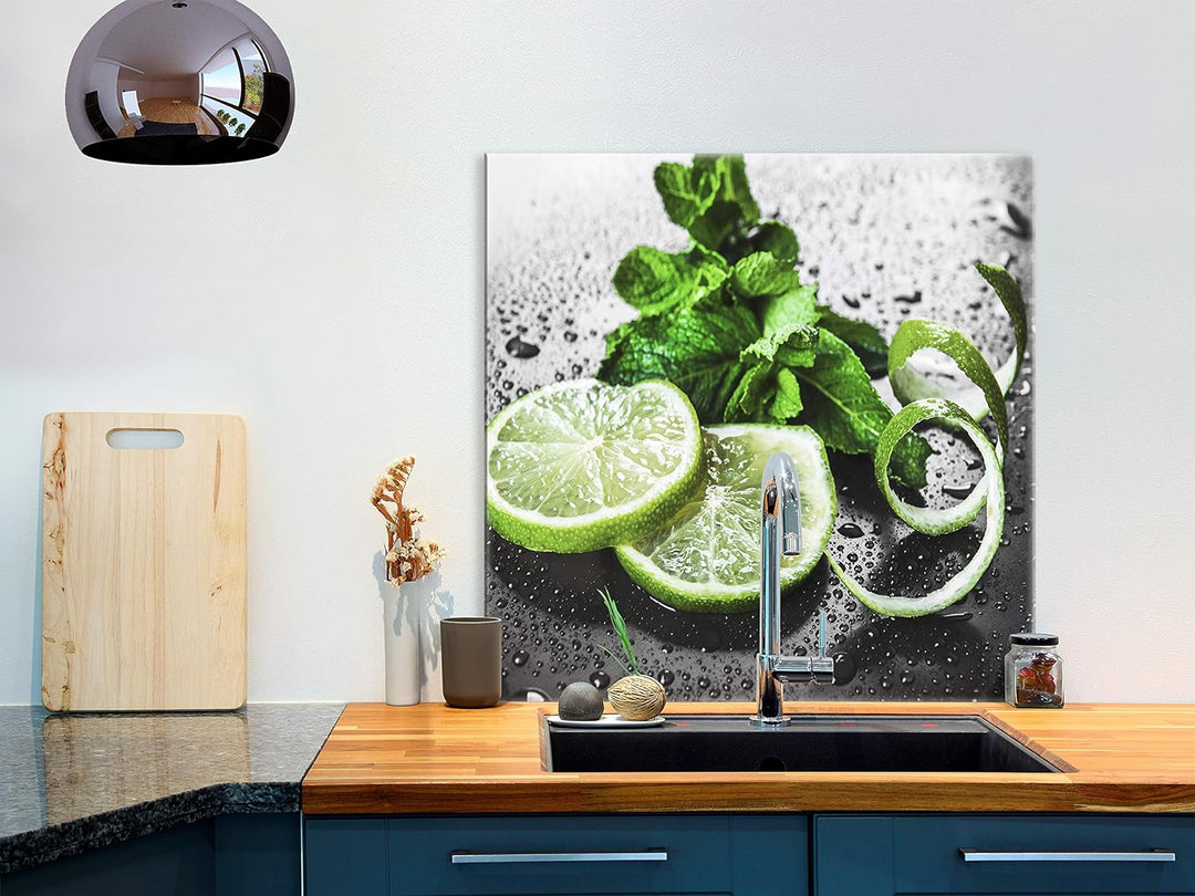 murando Spritzschutz Glas für Küche 60x60 cm Küchenrückwand Küchenspritzschutz Fliesenschutz Glasbil