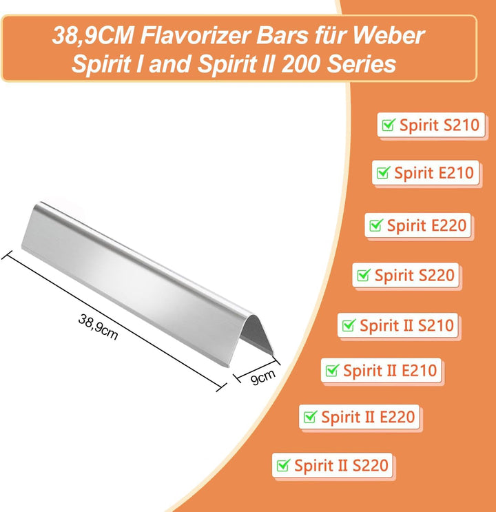 7635 Edelstahl Flavorizer Bars für Weber Spirit I & II 200 Series, Spirit I E210/220 & II E210/S210