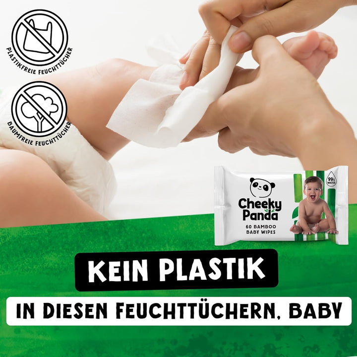 The Cheeky Panda 1536 Baby-Feuchttücher aus Bambus, biologisch abbaubar, Multipack, 24 Packungen
