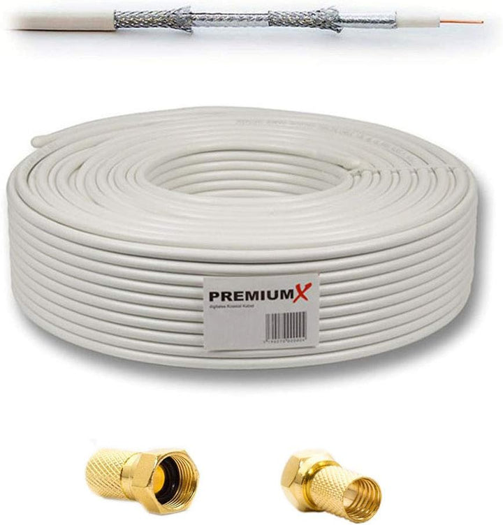 PremiumX Mobile Camping Satelliten-Komplettanlage 60cm Antenne SAT Single LNB Dreibein-Stativ TV Kab