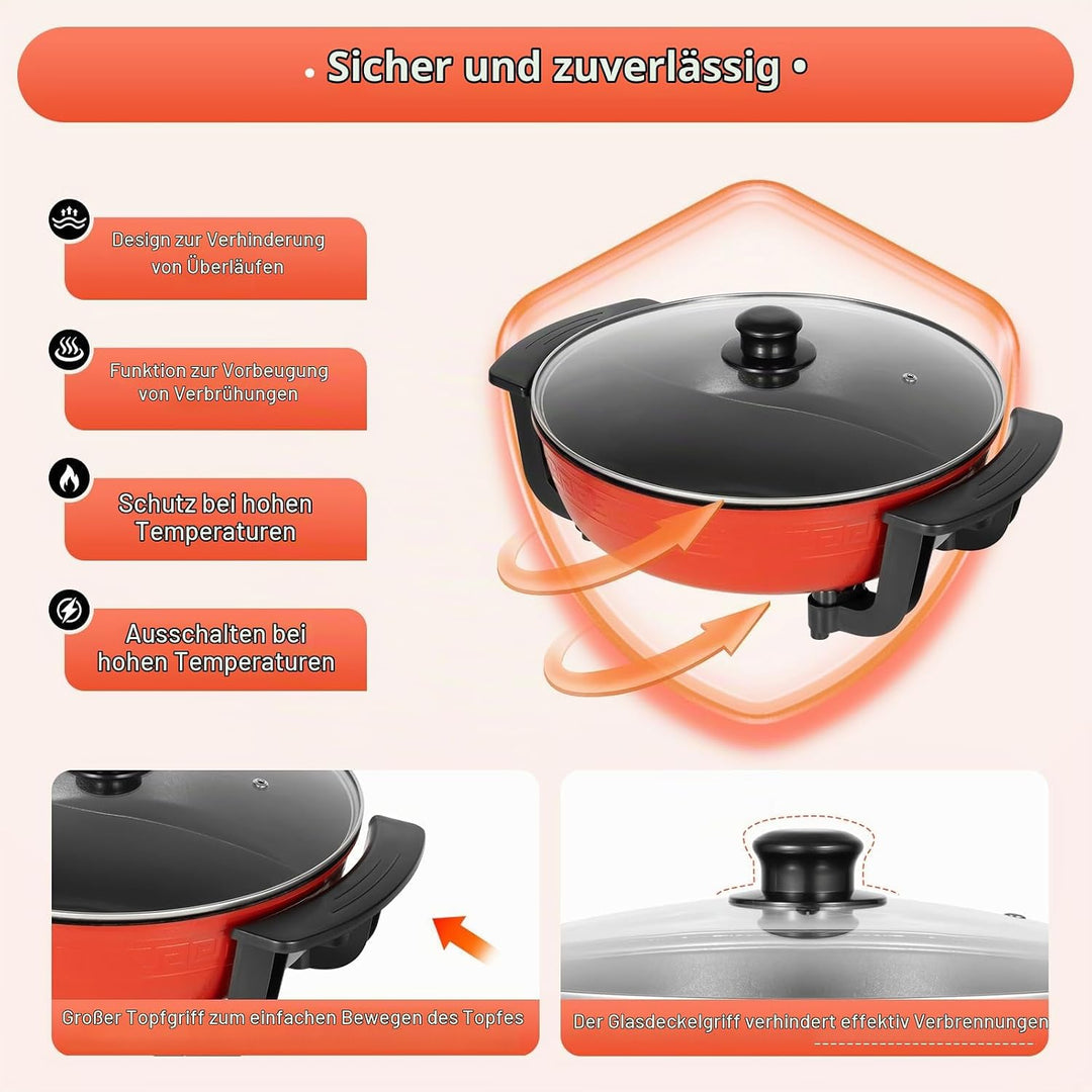 Shabu Hot Pot Feuertopf mit Trennwand und Deckel, 6L Chinesischer Shabu Shabu-Topf Hotpot Suppentopf