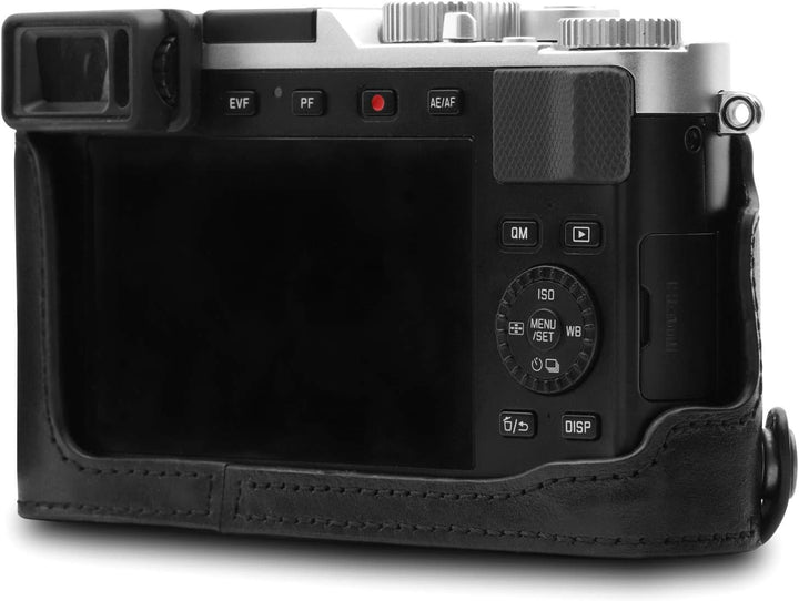 MegaGear MG1603 Leica D-Lux 7 Ever Ready Echtleder Kamera-Halbtasche mit Trageriemen - Schwarz, Schw