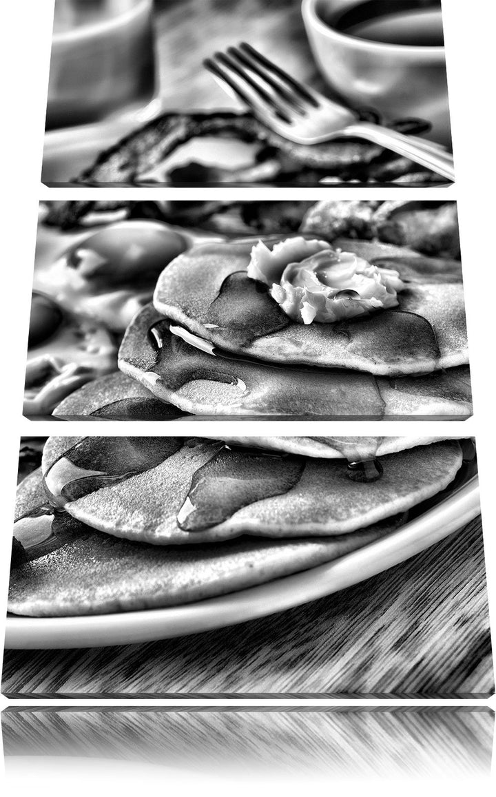 Pixxprint Monocrome, Frühstück 3-Teiler Leinwandbild 120x80 Bild auf Leinwand