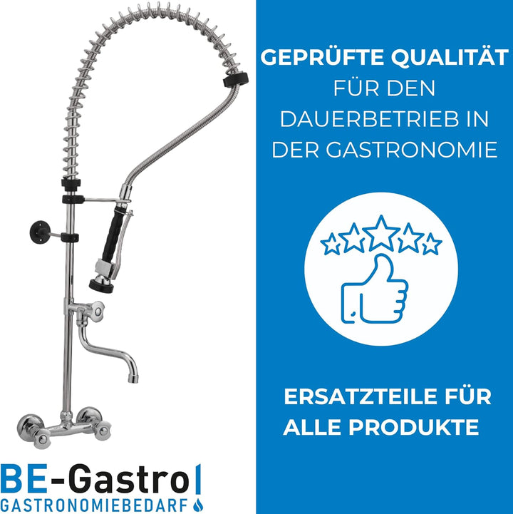BE-GASTRO I Profi Gastro Geschirrbrause Zweiloch "Premium" Wandarmatur inkl. Wasserhahn, Mischbatter