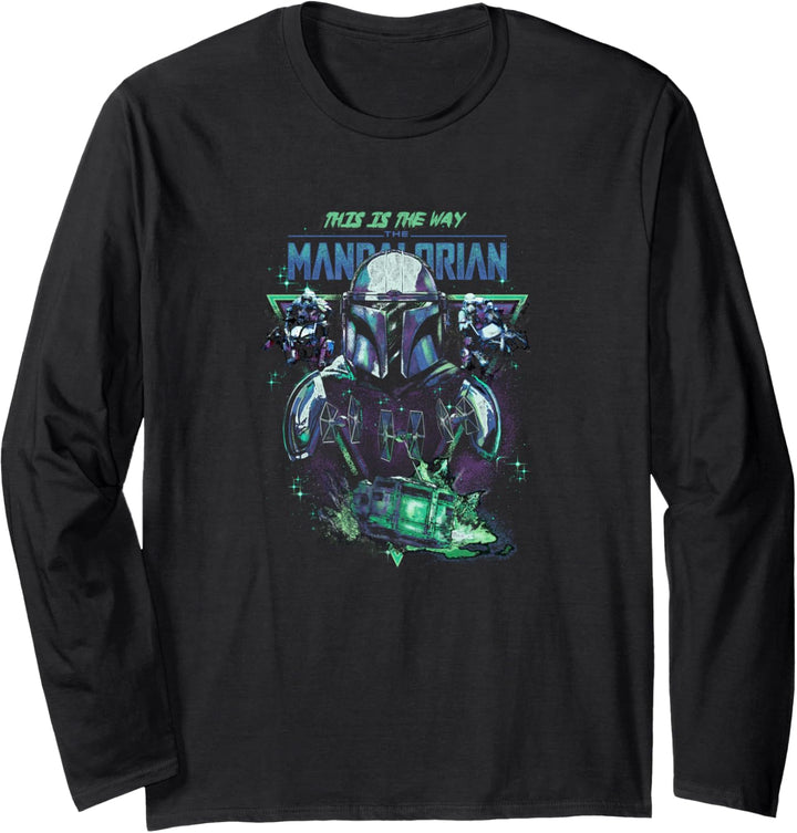 Star Wars: The Mandalorian Group Shot Green & Blue Triangle Langarmshirt