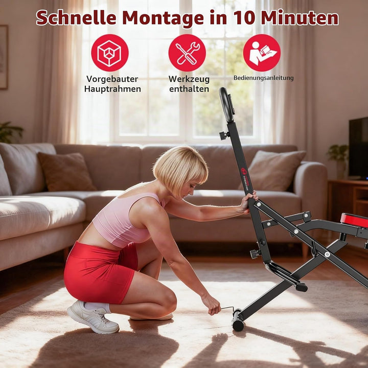 Squat Machine Faltbare Heimtrainer Fitnessgeräte, Assist Row-N-Ride Trainer, 165 kg belastbar, AB Bo