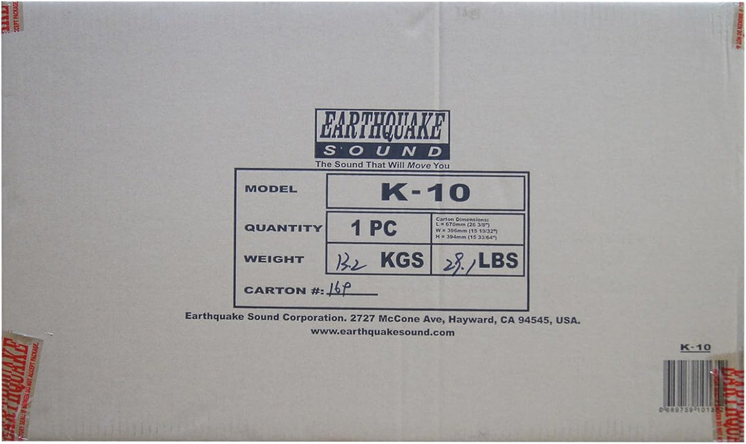 Earthquake Sound K-10 25,4 cm (10 Zoll), 800 W, 4 Ohm Kompressor-Subwoofer-Röhre, Black