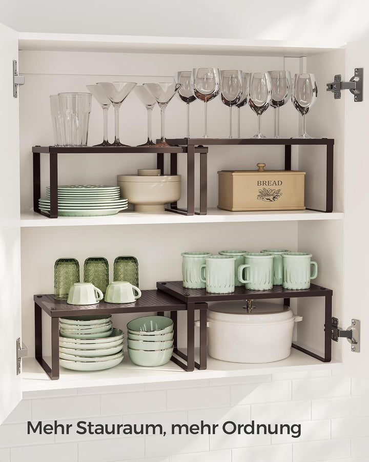 SONGMICS Gewürzregal, 4er Set, Küchenregal, Küchen-Organizer, Küche, Gewürzhalter, erweiterbar, stap