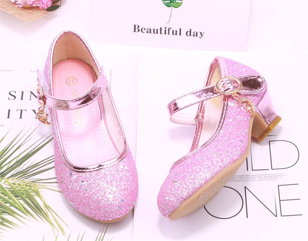 YOSICIL Mädchen Schuhe Prinzessin Festliche Schuhe Niedriger Absatz Glitzer Schuhe Kinder Hochzeit S